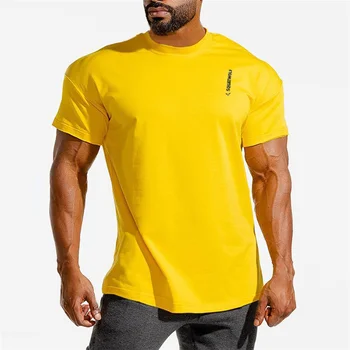 2020. gada Vasaras Vīriešu T-krekls Ikdienas Sporta Īsām Piedurknēm Kokvilnas Fitnesa T krekls Kultūrisms Laiks Print t-veida Topi Vīriešu Modes Apģērbi