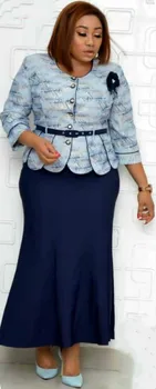 2020. gada vasaras sexy āfrikas sieviešu modes drukāšanas plus lieluma poliestera divi gabali komplekti, tops un gari svārki XL-4XL
