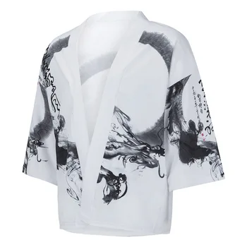 2020. gadam Pavasara vasaras Streetwear Haori Vīriešu Yukata Samurai Kimono, Japāņu Kimonos Jaka Vīriešiem Ķīniešu tintes glezna drukāt Kimono