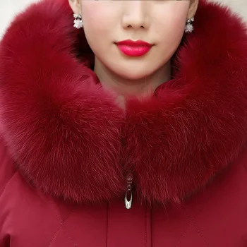 2020 jaunas ziemas baltās pīles dūnu jaka sieviešu vidējā ilgu plus lieluma kapuci jaka dāmas bija plānas fox kažokādas dūnu jaka mētelis sievietēm