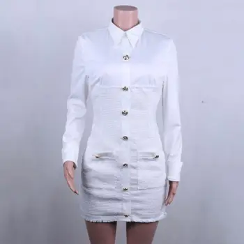 2020 korejiešu stilā, pogas pleds tvīda kleita sievietes puses seksīga mini kleita biroja ikdienas žakete ar garām piedurknēm kleita modes streetwear