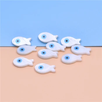 20pcs/daudz 15mm*7.9 mm Balts Apvalks Zivju formas Pērles ir Caurums DIY rotaslietas sastāvdaļām Atrast Pieņemšanas Kaklarotas, Rokassprādzes