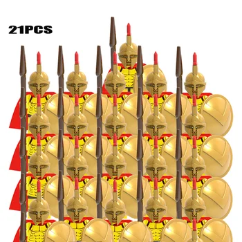 21PCS/DAUDZ Castle Royal King ' s Knight Romas Spartaks Viduslaiku Vecuma Karavīri Red Lion skaitļi Saderīgu Celtniecības Bloki bērniem rotaļlietas