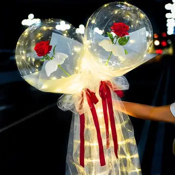 22inch LED Valentīna Atzīšanās Baloni Komplekts Bobo, Skaidrs, Ballons Gaismas PVC Kāzas, Dzimšanas dienas svinības Dekoru, Piepūšamās Bumbas