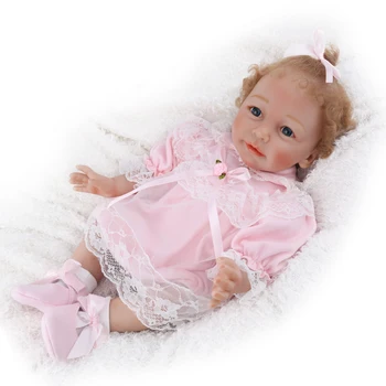 22inch mīksta struktūra Silikona Atdzimis Meitene Baby Lelle vinila jaundzimušo gulētiešanas spēlēt māja rotaļlietas, Bērnu Lelle princese Ziemassvētki Klāt pārdošana