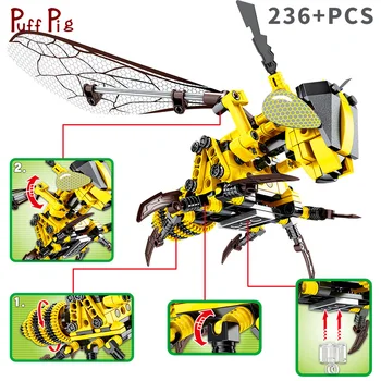 236pcs Imitētu Kukaiņu Celtniecības Bloki DIY Bišu Modeļa Radītājs Tehnisko Ķieģeļu Izglītojošas Rotaļlietas Bērniem