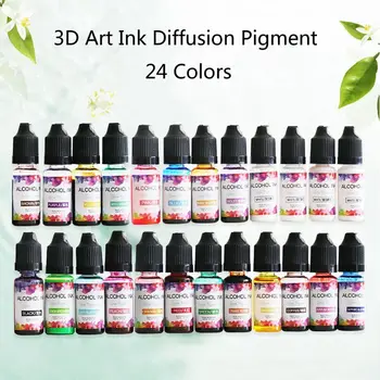 24 Krāsas 10ML Mākslas Tintes Alkohola Sveķu Pigmentu Komplekts, Šķidro Sveķi, Krāsviela Krāsu Tinte Difūzijas UV Epoksīda Sveķiem, Rotaslietu izgatavošana