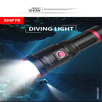 25M Niršanas Visvairāk Spilgti XHP 70 IPX8 Lāpu Led Lukturīti, USB Uzlādējams Ūdensizturīgs Portatīvo 26650/18650 Akumulatora Zvejas Kempings