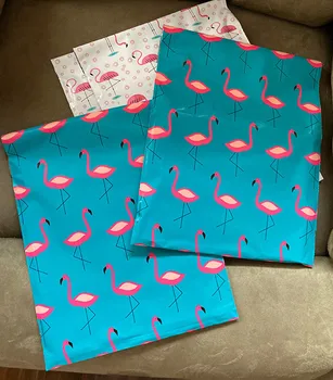 25x35cm (10*13.5 collu) Zila Flamingo Poli Mailer Pašlīmējošas Aploksnes Soma Kurjeru Apavi, Cimdi, Šalle Plastmasas Dāvanu, Pasta Maisiņi