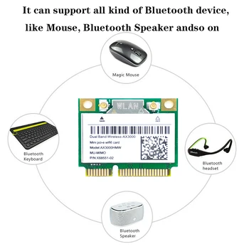 2974Mbps Wifi 6 Dual Band Wireless Adapteri Pusi Mini PCI-E Tīklu Klēpjdatoru Wlan wi-fi Karti Bluetooth 5.0 802.11 ax/ac Labāk 7260ac