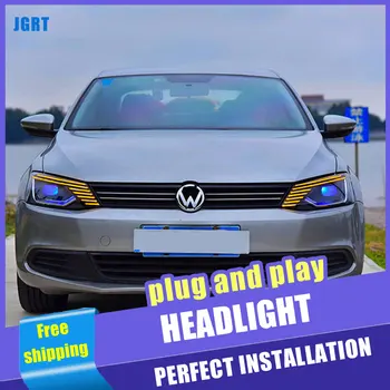 2GAB Auto Stils LED priekšējie lukturi VW Jetta 2011-2018 par Jetta lukturi LED dienas gaitas lukturi Objektīvs Dubultās Staru HID H7 Xenon bi xenon lēcu