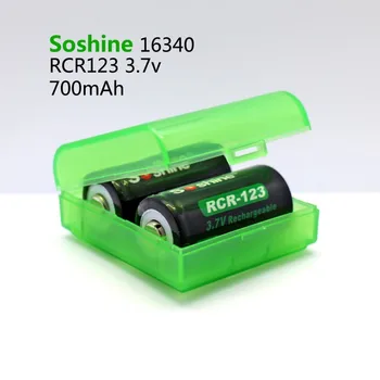 2GAB/Iepak Soshine RCR123 16340 Akumulatora 700mAh 3,7 V Uzlādējams Litija Li-jonu Akumulators Ar Akumulatora korpusa Glabāšanas Kaste
