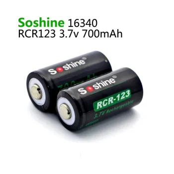 2GAB/Iepak Soshine RCR123 16340 Akumulatora 700mAh 3,7 V Uzlādējams Litija Li-jonu Akumulators Ar Akumulatora korpusa Glabāšanas Kaste