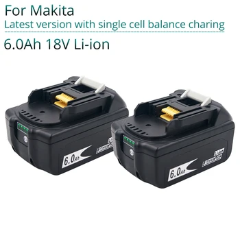 2GAB Jaunāko Versiju BL1860 18V 6000mAh Litija jonu Akumulators par Makita Akumulatoru 18 V BL1830 BL1840 BL1850 BL1860B BL1860