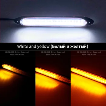 2GAB LED dienas gaitas lukturi Auto DC 12V Balta, Dzeltena Dzintara Skenēšanas Strobe Režīms, Sērijveida Plūsmas Pagriezienu Signālu Universālo Auto Dienas Gaismas lukturi