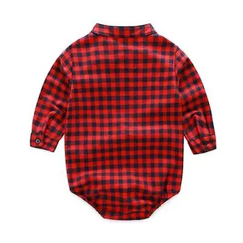 2gab!!2016 Gada Rudenī, Bērniem, Baby Zēns Ar Garām Piedurknēm Pleds Krekls Sarkans Tops+Džinsa Bikses Apģērbs, Apģērbu Komplekts