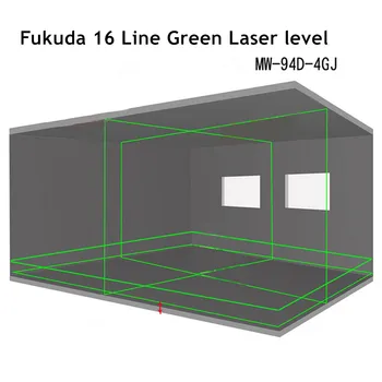 2gab Akumulatora Fukuda 4D 16 Zaļās līnijas 532NM 4D16Lines lāzera līmeni,Self-Leveling 360 Horizontālā,Vertikālā Krusta Super Jaudīgu