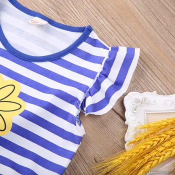 2gab Bērniem, Baby Meitenes Bērniem, Drēbes Komplekti Ziedu T-Krekls Topi + Šorti Bikses Svītrains Apģērbs Vasaras Apģērbs 2016. Gadam Jauniem Ierašanās
