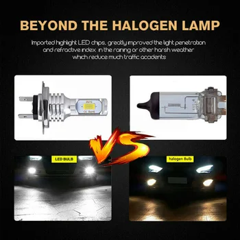 2gab H7 Auto LED Lukturu Komplekts Hi-Lo Gaismas Miglas Lukturi 55W 8000LM LED Lampas/Spuldzes Automašīnām, Super Spilgti Balta 6000K