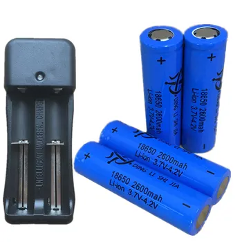 2gab P 18650 Bateriju 2600mAh Li-ion akumulators 3,7 V Zibspuldzes Zibspuldzes Akumulatori+ES Plug 18650 Noregulējamu Akumulatora Lādētājs