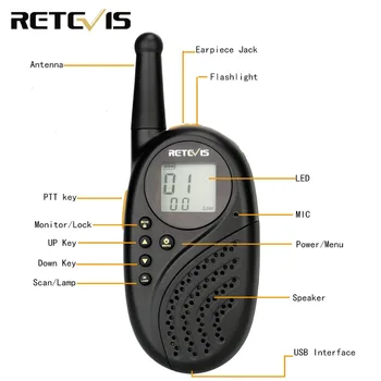 2gab Retevis RT35 Walkie radioraidītāji un uztvērēji VOX UHF Licence-bezmaksas Ham Radio Stacijas Hf Raiduztvērēju Uzlādējams divvirzienu Radio USB Lādētāja