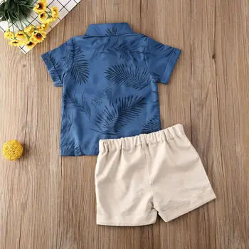 2gab Toddler Puiku Drēbes Lapu Drukas Īsām Piedurknēm Krekls Topi Īsās Bikses Tērpiem Ikdienas Drēbes Vasarā 1-6T