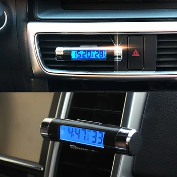 2in1 Automašīnu Ciparu LCD displejs Temperatūras Termometrs ar Pulksteni Mercedes Benz W202 W220 W204 W203 W210 W124 W211 W222 X204 CLK AMG