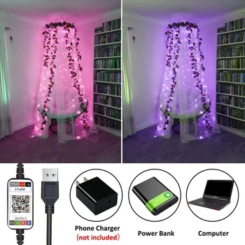 2m LED String Gaismas Ziemassvētku Eglīte Apdares USB Smart Bluetooth Personalizētu String Lampas Pielāgot App Tālvadības Kontroles Lampa