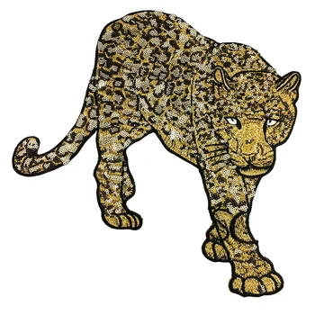 2pc Leopard Fāzēm, Izšuvumi Plāksteris Piešūt Sequin Aplikācijas Dzīvnieku Appliques Izšūti Plāksteri, Lai Apģērbs Parches Ropa AC1472