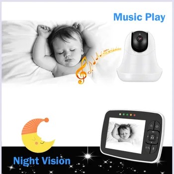 3.5 collu Augstas Izšķirtspējas Bērnu Monitors, ar Infrasarkano Nakts redzamību, Bezvadu Video Mazulis Guļ Monitors ar Remote Camera Pan-Tilt-Zoom
