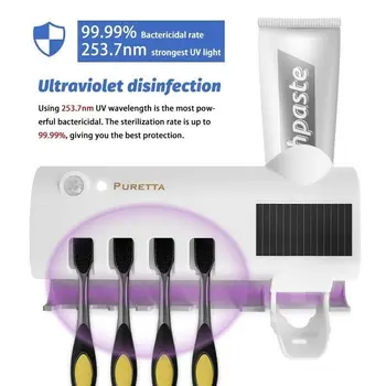 3 In 1 Ultravioleto zobu Suka Dezinfekcijas Sterilizer zobu Suka Plaukts Infrasarkanais Sensors, UV Dezinficētājs Zobu pastai, kas Squeezer