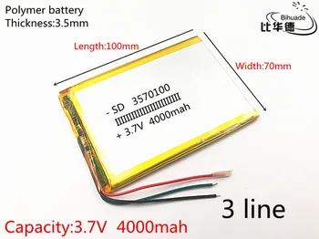 3 vadu 1gb/daudz 3570100 3,7 V 4000mAH polimēra litija jonu akumulators Li-ion baterijas tablet pc 7 collas 8 collu 9inch