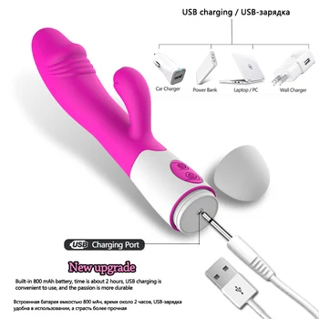 30 Ātruma Dildo Sieviešu Masturbator Trušu Vibrators, USB Uzlāde Massager Dual Mehānisko G Spot Klitora Massager Seksa Rotaļlietas Sievietēm