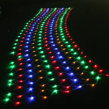 300LED Neto Pasaku web Stīgu Gaismas mirgošana acu Apgaismojums, 4.5 m*1,5 m Ziemassvētki Ziemassvētki Kāzu Dārza Vainags koka Dekori-Daudzkrāsains