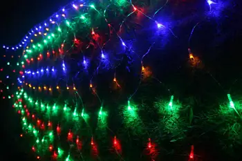 300LED Neto Pasaku web Stīgu Gaismas mirgošana acu Apgaismojums, 4.5 m*1,5 m Ziemassvētki Ziemassvētki Kāzu Dārza Vainags koka Dekori-Daudzkrāsains