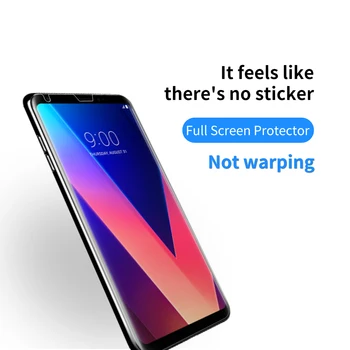 30D UV Pilna Līme Screen Protector For LG V30 V40 Pilnībā Segtu Gadījumā, Draugs, Rūdīts Stikls UV Gaismas Šķidro Līmi LG ThinQ G7