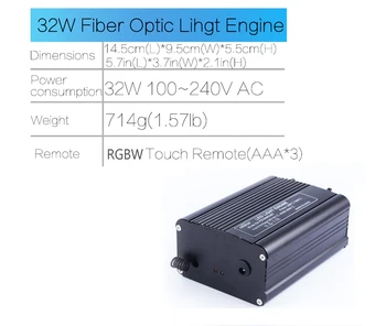 32W Optiskās Šķiedras Motora RGBW Dubultā Galvas LED Gaismas Avots RF Remote Touch Vadības Draiveri Visi Optisko Kabeli