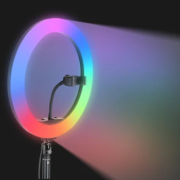 33cm RGB LED Riņķa Gaisma Ar Statīvu 2m 1.6 m 0,5 m Krāsains Aptumšojami Fotogrāfija Apgaismojums Ar Tālvadības pulti YouTube VK