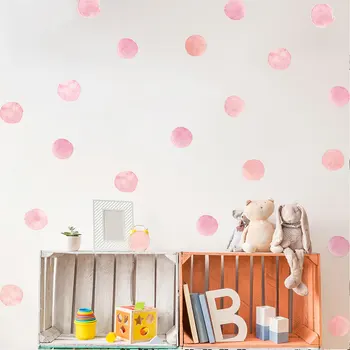 36 gab. punktiem Ūdens krāsa rozā punkts Sienas Uzlīmes bērniem meitene numuri mājas dekorēšana guļamistaba Mākslas Uzlīmes uzlīmes fona tapetes