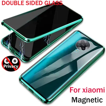 360 Anti Peeping Privātuma Magnētisko Metāla Phone Gadījumā Xiaomi Redmi Piezīme 9s 10 9 8 Pro 8T Mi K20 10 Pro dubultie Stikla Gadījumā