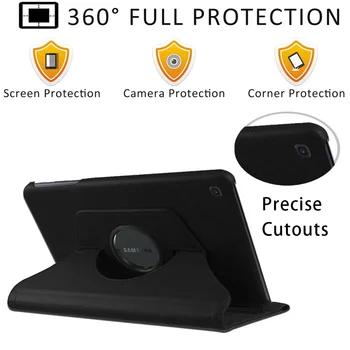 360 Rotējoša Tablet Case for Samsung Galaxy Tab 10.1 2019/T510/T515/Cilnes A7/Cilnes S6 Lite/p610 Aizsardzības Gadījumā+ Bezmaksas Irbuli