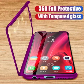 360° Pilnu Aizsardzību Telefonu Gadījumā Aizmugurējo Vāciņu + Rūdīts Stikls Flim par Huawei Y5 Y5 Ministru Y6 Y6 Ministru Y7 Y9 Ministru Nova 2i 3i 5i 5T