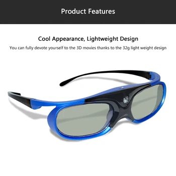 3D Brilles Aktīvai Slēdža Projektoru, Īpašu Uzlādējams LCD 3D Brilles Projektoru DLP Link Piederumi