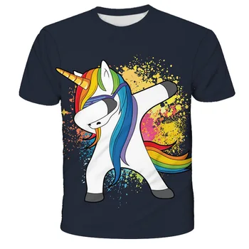 3D Drukāšana T-krekls Unicorn Karikatūra T-krekls Karikatūra 3D Zēns Meitene T-krekls Modes Elpojošs Bērnu Apģērbu Krekls