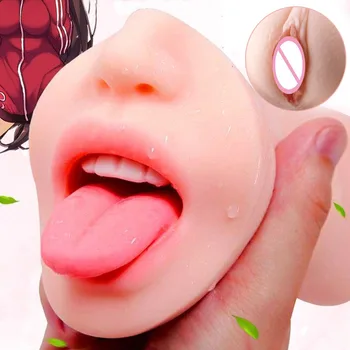 3D Dziļās Rīkles Mutes Vīriešu Masturbator Mīksto Mēli Mutes Masturbācija Maksts Gaisa kuģa Kausa Maksts Kabatas Seksa Rotaļlietas Vīriešiem T
