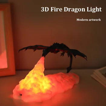 3D Iespiesti LED Gaismas Nakts Gaisma USB Uzlādes Karikatūra Pūķis Galda Lampu Mājas Dekoratīvais Modelis Bērniem Rotaļlietas Ziemassvētku Dāvanu Puse