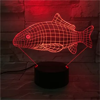 3D Karpas Forma Dzīvnieku 7 Krāsa Mainās Nakts Gaisma Guļamistabas Gultas Ziemassvētku Lampas Gaismas Jaunums Zivju Apgaismojums 463