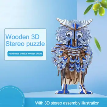 3D Koka Pūce Mīklas, Jauna DIY Hobiji, Bērnu Dzimšanas dienas Dāvanu Rotaļlietas Woodcraft Bērni Komplekts Rotaļlieta Modelis Pūce Miniatūras DIY Būvniecības Karstā