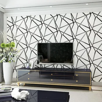 3D Mūsdienu Ģeometriskās Līnijas Svītrainām Dzīvojamā Istaba Dīvāns TV Fona tapešu Guļamistaba neausta Tapetes Dekoru Papel De Parede 3D
