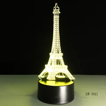 3D Nakts Gaisma 7 Krāsu Eifeļa Tornis Galda Lampas Remote Touch USB LED Nakts Gaisma Mājas Dekori Ziemassvētku Dāvanu Bērniem, AW-041